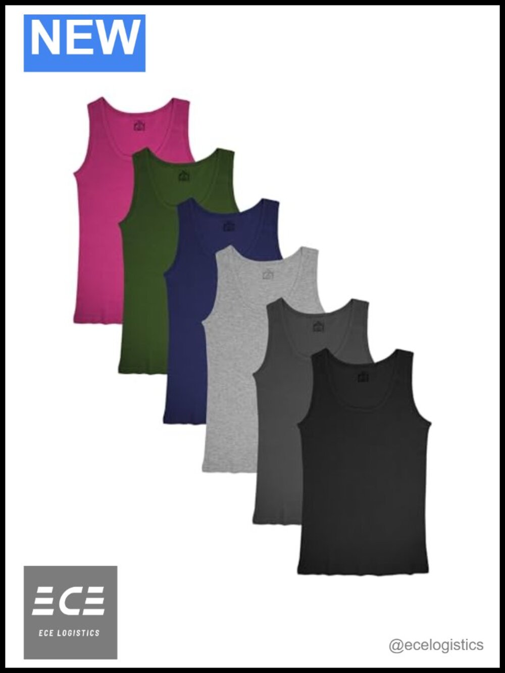 100% Cotton Ribbed Scoop Neck Tank Top Soft Flex Layering Gym Sleep